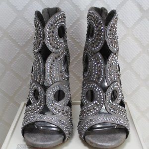 Gianni Bini Rhinestone Covered Gray Heels